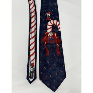 Slice of Life Tie Mens Christmas Candy Cane Elves Holiday Polyester Novelty Neck